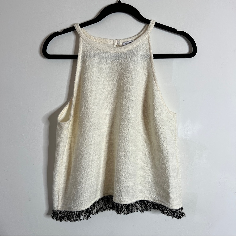 Zara | Halter Boucle Fringe Top